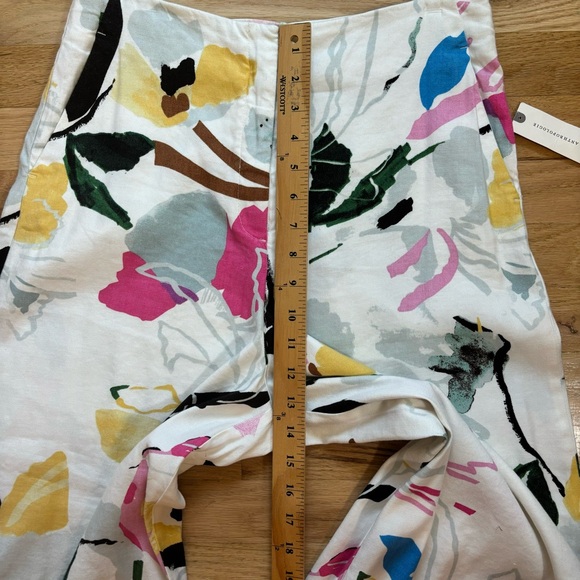 Anthropologie Maeve Colette Wide Leg Cropped Pants NWT Ivory Floral Size Medium - Picture 7 of 15